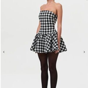 Naked Wardrobe Black and White Strapless Dress